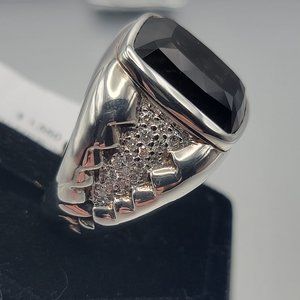 Scott Kay Silver and Diamond Smoky Quartz Ring